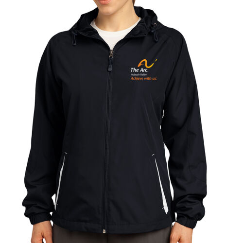 The Arc of the Wabash Valley (Left Chest) Design TA4 on a Sport-Tek® - Women's Colorblock Hooded Raglan Jacket Thumbnail
